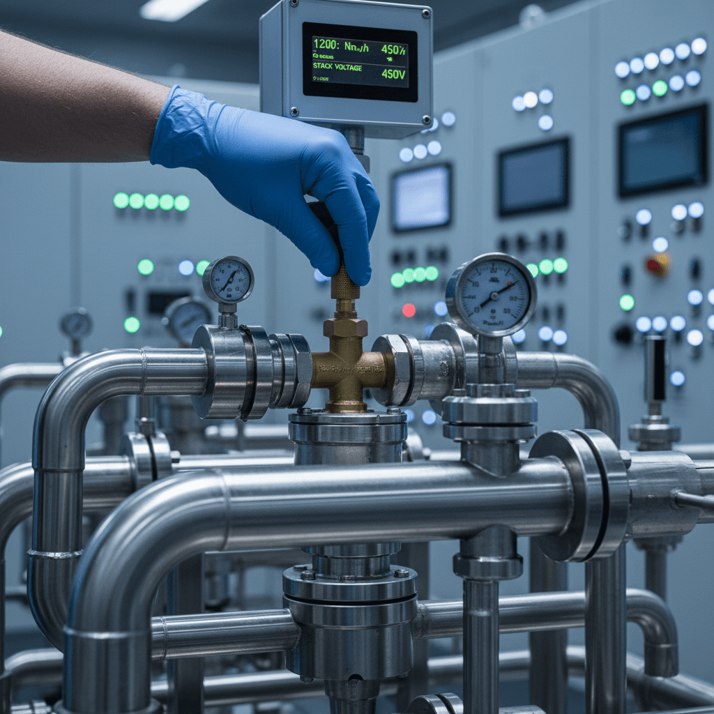 Green hydrogen electrolyzer equipment with technician calibration