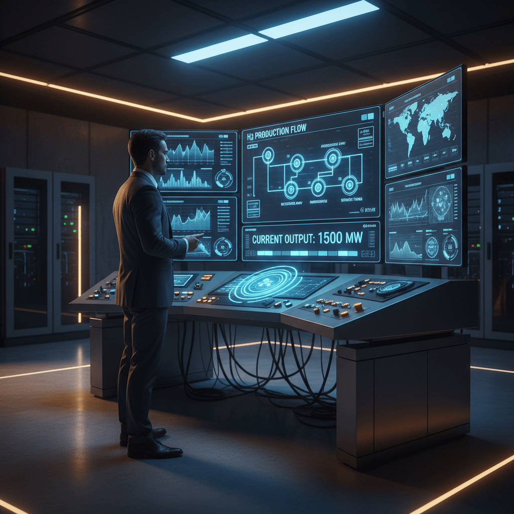 Green hydrogen facility control room and monitoring systems